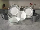 16-pc Corelle BRUSHED STROKES Dinnerware Set *Silver Platinum Gray