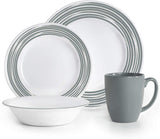 16-pc Corelle BRUSHED STROKES Dinnerware Set *Silver Platinum Gray