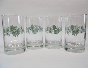 ❤️ 4 NEW Corelle CALLAWAY 7-oz JUICE GLASSES *Green Ivy Weighted Bottoms "Crisa"