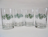 ❤️ 4 NEW Corelle CALLAWAY 7-oz JUICE GLASSES Green Ivy Weighted Bottom Drinkware