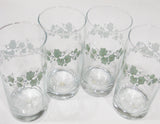 4 NEW Corelle CALLAWAY 16-oz GLASSES Glassware Cooler Tumblers Green Ivy Leaves