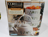 ❤️ NEW Corelle CALLAWAY IVY 2-Qt Tea Kettle & Metal Storage Bowls w/Lids Set