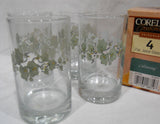 ❤️ 4 NEW Corelle CALLAWAY 7-oz JUICE GLASSES Green Ivy Weighted Bottom Drinkware