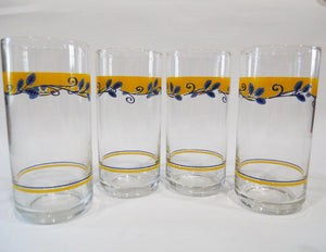 ❤️ NEW 4 Corelle CASA FLORAL 16-oz TUMBLER GLASSES Bella Vista Mexico Blue Yellow