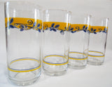 ❤️ NEW 4 Corelle CASA FLORAL 16-oz TUMBLER GLASSES Bella Vista Mexico Blue Yellow