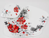 ❤️ 16-pc Corelle CHELSEA ROSE Square DINNERWARE SET *Red Black Grey Floral