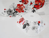 ❤️ 16-pc Corelle CHELSEA ROSE Square DINNERWARE SET *Red Black Grey Floral