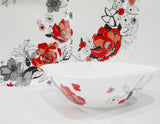 ❤️ 16-pc Corelle CHELSEA ROSE Square DINNERWARE SET *Red Black Grey Floral