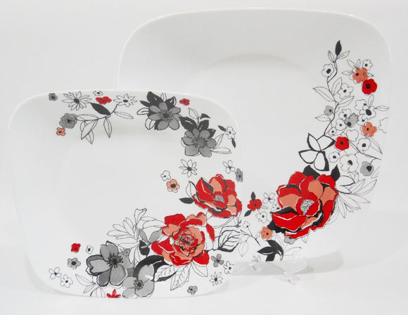 ❤️ NEW Corelle CHELSEA ROSE *Choose: DINNER or LUNCH PLATE *Red Black Grey Floral