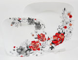 ❤️ 16-pc Corelle CHELSEA ROSE Square DINNERWARE SET *Red Black Grey Floral