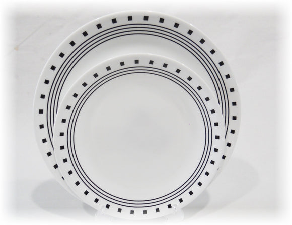 Corelle CITY BLOCK Dinner OR Lunch Plate *Black White GEOMETRIC Squares