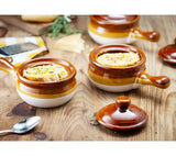 4 GLAZED Stoneware CHILI BEAN SOUP CROCKS French Onion Stew 10-oz CASSEROLES New