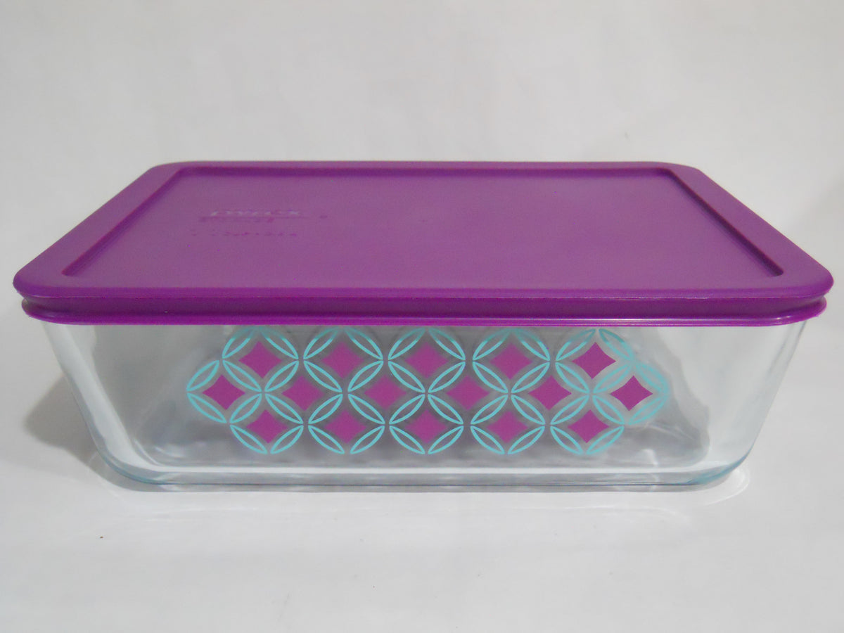 6-pc Pyrex DIAMONDS Rectangular Storage Container Set 11 6 3 Cup Turqu ...