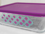 Pyrex DIAMONDS 11 Cup RECTANGULAR Food Storage Container TURQUOISE PURPLE