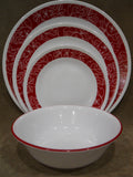 1 Corelle BANDHANI DINNER or LUNCH PLATE Dark Red White Paisley India Tie-Dye