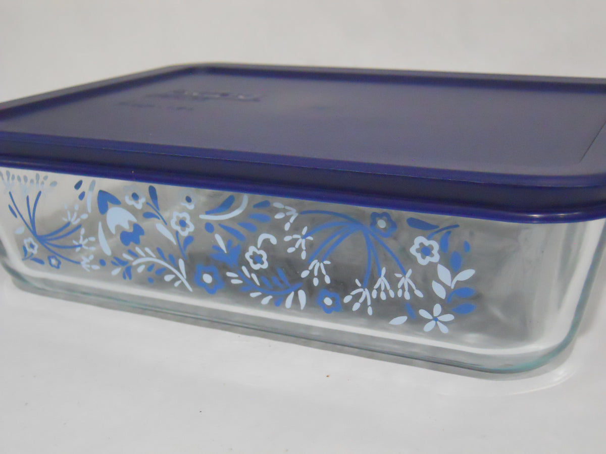 Pyrex PRAIRIE GARDEN 6 Cup RECTANGULAR Food Storage Container Floral B ...