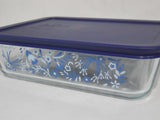 Pyrex PRAIRIE GARDEN 6 Cup RECTANGULAR Food Storage Container Floral BLUE Cover