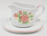 Corelle ELEGANT ROSE Teapot ~ Gravy Boat ~ Cream & Sugar *Pink Floral Stoneware