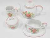 Corelle ELEGANT ROSE Teapot ~ Gravy Boat ~ Cream & Sugar *Pink Floral Stoneware