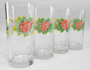 ❤️ NEW 4 Corelle ELEGANT ROSE 16-oz TUMBLER GLASSES Pink Weighted Bottom Drinkware