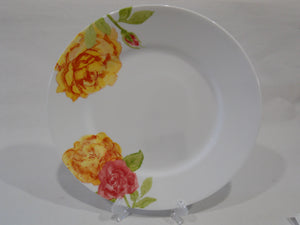 CORELLE Boutique EMMA JANE 10 5/8" DINNER Plate WIDE Rim *ROSES Red Pink Yellow