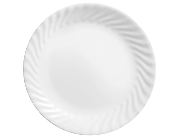 1 CORELLE Vive ENHANCEMENTS 10 1/4 Dinner Plate *White Swirl Rim Vitrelle Glass