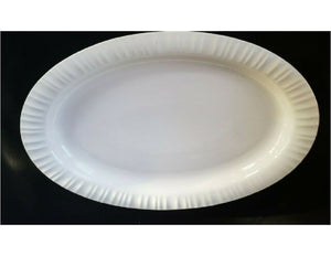 CORNING Ware 10 x 6 FRENCH WHITE Oval Stoneware SERVING PLATTER Fluted Rim