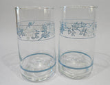 2 Corelle FIRST OF SPRING 10-oz GLASSES 4 3/4 Tumblers White Blue Floral Blossom