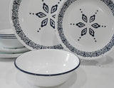 ❤️ NEW 12-pc Corelle FLORENTIA Dinnerware Set *Navy Blue Snowflake Star of David