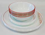 ❤️ NEW 12-pc Corelle FUSION CHILI RED Dinnerware Set *Inspired by Folk Art patterns