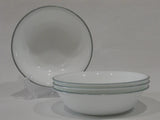 4 Corelle LIGHT GREY RIM 10-oz DESSERT BOWLS Fruit Sauce *Strokes, Mystic Grey, Modena