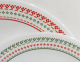 CORELLE Winter HOLIDAY Cross Stitch 6 3/4" BREAD PLATE Christmas RED & GREEN