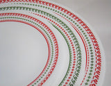 CORELLE Winter HOLIDAY Cross Stitch 6 3/4" BREAD PLATE Christmas RED & GREEN