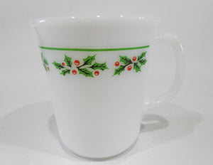 ❤️ Corning Corelle HOLLY DAYS 9-oz Milkglass CUP Mug Black Vein CHRISTMAS Holiday