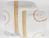 Corelle RETRO Square ISLEHA *Choose: DINNER or LUNCH SALAD Plate BOLD GEOMETRIC Colors! *NEW