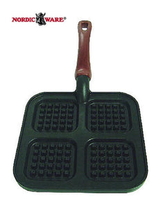 Nordicware SQUARE 4 MINI WAFFLE GRIDDLE Heavy Cast Stovetop Pancake GRILLING New