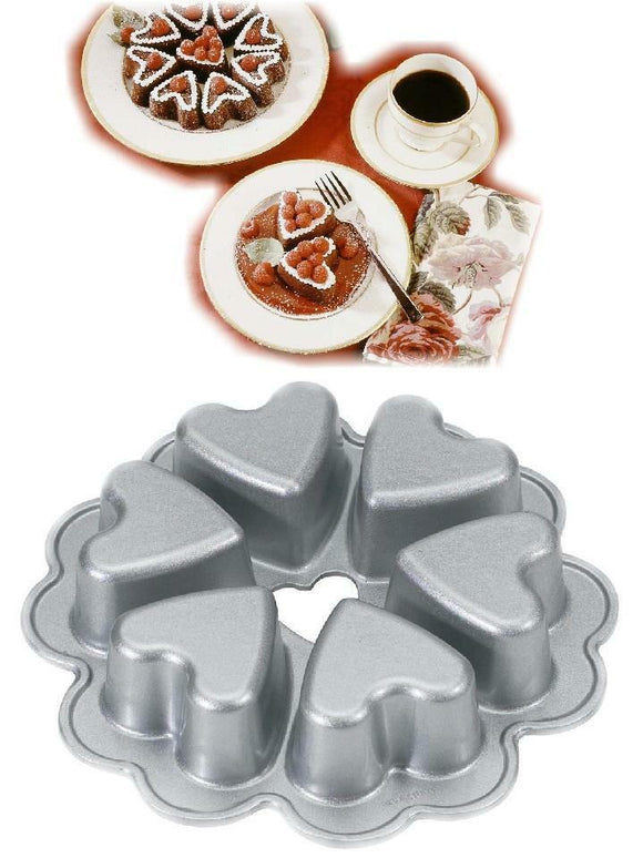 NORDICWARE Valentine 6 MINI HEARTS Cakelets JELLO 1/2 Cup CAKE Molds PAN *New