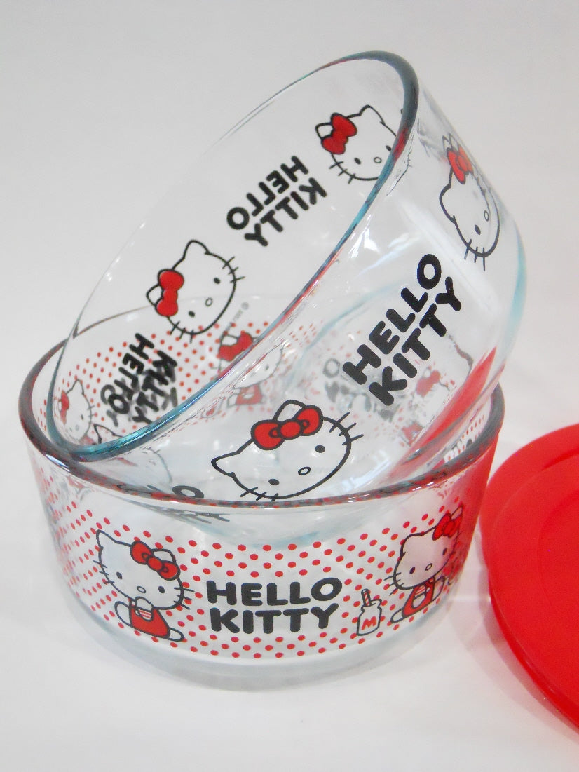 Hello Kitty Pyrex パイレックス食品保存容器 4個セット Pyrex Hello Kitty 4-Cup Round Glass Storage Container with Pink