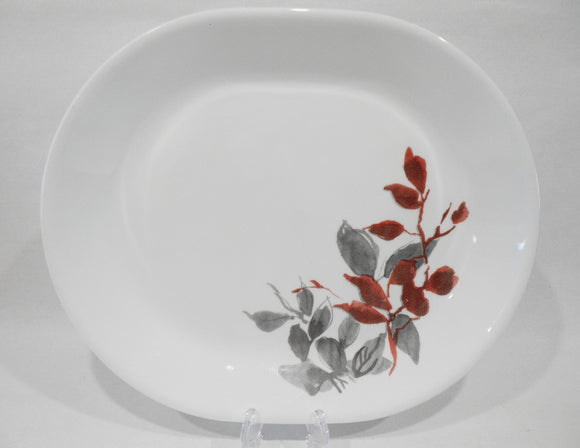 ❤️ Corelle KYOTO LEAVES SERVING PLATTER Plate Japanese Watercolor Red Gray