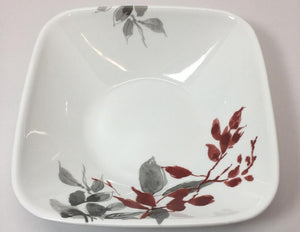 ❤️ Corelle KYOTO LEAVES 1.4-Qt SERVING BOWL 9" Square Japanese Watercolor Red Gray