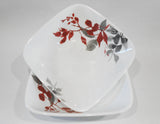 ❤️ NEW 2-pk Corelle KYOTO LEAVES 1.4-Qt SERVING BOWLS Japanese Watercolor Red Gray
