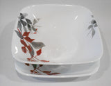 ❤️ NEW 2-pk Corelle KYOTO LEAVES 1.4-Qt SERVING BOWLS Japanese Watercolor Red Gray