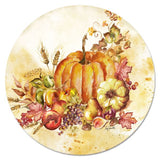 WATERCOLOR HARVEST PUMPKINS 13" Tempered Glass LAZY SUSAN & Wooden SERVING TRAY