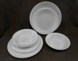 ❤️ 16-pc Corelle LINEN WEAVE DINNERWARE SET Plates Bowls Mugs *White Embossed
