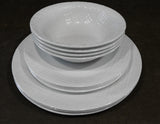 ❤️ 16-pc Corelle LINEN WEAVE DINNERWARE SET Plates Bowls Mugs *White Embossed