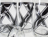 *NEW Corelle 4 LYRICS 16-oz GLASSES Cooler Iced Tea Tumblers *Black Tulip Floral