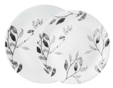 16-pc Corelle MISTY LEAVES DINNERWARE SET Plates Bowls *Gray Grey Watercolors