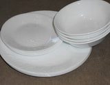 ❤️ NEW 12-pc Corelle MADELINE DINNERWARE SET White Embossed Floral Cherish