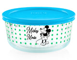 ❤️ NEW 8-pc PYREX Disney MICKEY MOUSE 4 Cup Glass STORAGE BOWL SET w/Covers