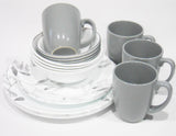 20-pc Corelle MISTY LEAVES DINNERWARE SET Plates Bowls & Mugs *Gray Grey Watercolors